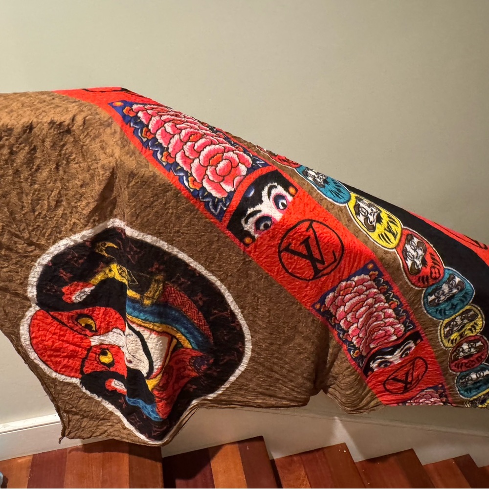 Louis Vuitton Red and Black Scarf - Picture 1 of 2